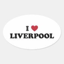 I Heart Liverpool England Oval Sticker