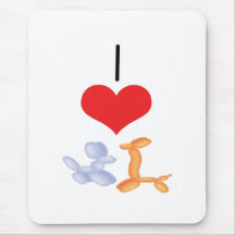 I Heart (Love) Balloon Animals Mouse Mats