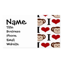 I Heart Monkeys I Love Monkey Valentines Gift Business Card