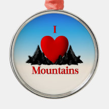 I Heart Mountains Necklace Ornaments