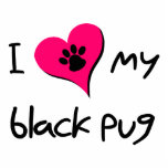 I heart my Black Pug Photo Cut Outs