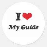 I heart My Guide Round Stickers