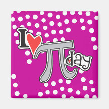 I heart Pi Day Hot Pink Fridge Magnets