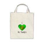 I heart Saint paddy's in gold and green bags