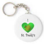I heart Saint paddy's in gold and green keychains