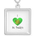 I heart Saint paddy's in gold and green necklaces