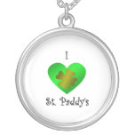 I heart Saint paddy's in gold and green necklaces