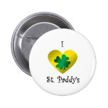 I heart Saint paddy's in green and gold buttons