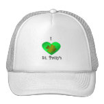 I heart Saint patty's in gold and green hats