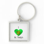 I heart Saint patty's in gold and green keychains