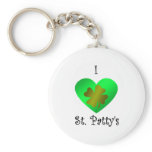 I heart Saint patty's in gold and green keychains