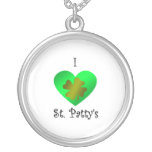 I heart Saint patty's in gold and green necklaces