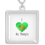 I heart Saint patty's in gold and green necklaces