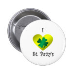 I heart Saint patty's in green and gold buttons