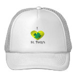 I heart Saint patty's in green and gold hats