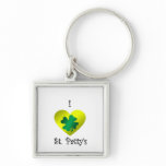 I heart Saint patty's in green and gold keychains