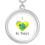 I heart Saint patty's in green and gold necklaces