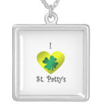 I heart Saint patty's in green and gold necklaces