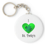 I heart saint patty's in green on green keychains
