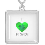 I heart saint patty's in green on green necklaces