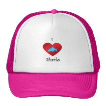 I heart sharks in blue mesh hat