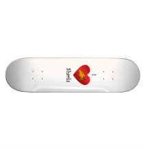 I heart sharks in orange custom skate board