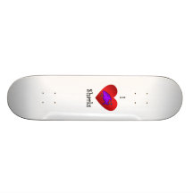 I heart sharks in purple skateboard deck