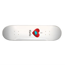I heart sharks in teal custom skate board