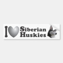 I Heart Siberian Huskies w/Stylised Image - Bumper Bumper Sticker