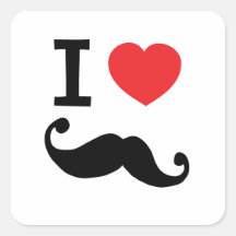 I heart twirly moustache stickers