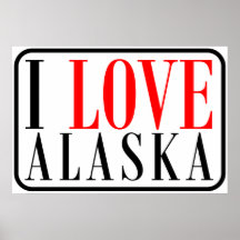 I Love Alaska Design Print