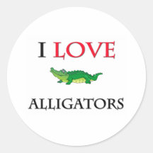 I Love Alligators Round Stickers