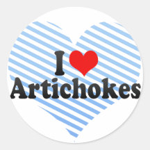 I Love Artichokes Round Sticker