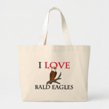 I Love Bald Eagles Tote Bags