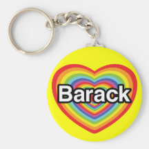 I love Barack Obama: rainbow heart Key Chains