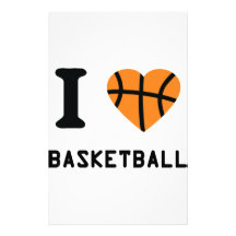 I love basketball symbol stationery paper