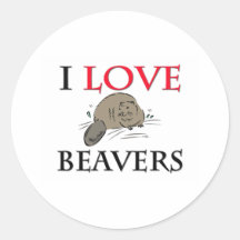 I Love Beavers Stickers
