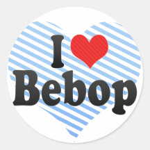 I Love Bebop Round Stickers