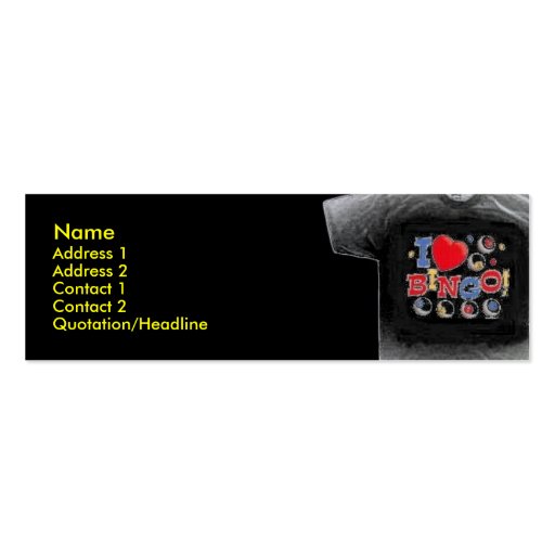 I Love Bingo T-shirt Skinny Profile Card Business Card Templates