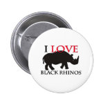 I Love Black Rhinos Button