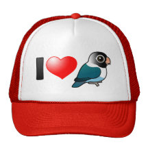 I Love Blue Masked Lovebirds Mesh Hat