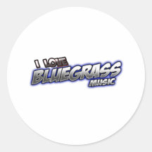 I Love BLUEGRASS Music Round Stickers