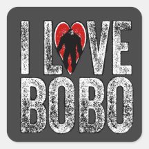 I Love Bobo Square Stickers