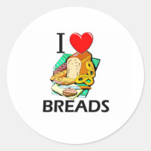 I Love Breads Round Stickers