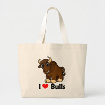 I Love Bulls Tote Bags