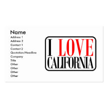 I Love California Design Business Card Templates