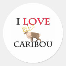 I Love Caribou Round Stickers