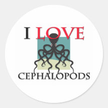 I Love Cephalopods Round Stickers
