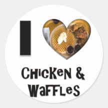 I Love Chicken and Waffles Round Stickers