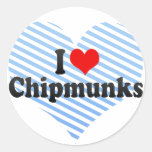 I Love Chipmunks Round Sticker